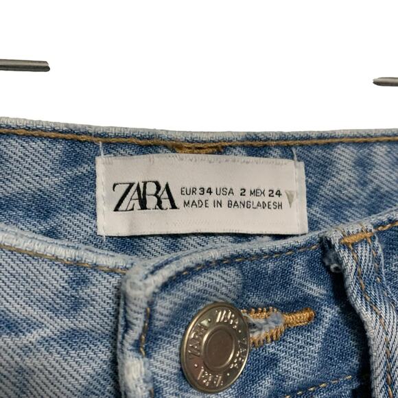 Zara Distressed Wide Leg Jeans Womens Size 2 - Picture 5 of 7